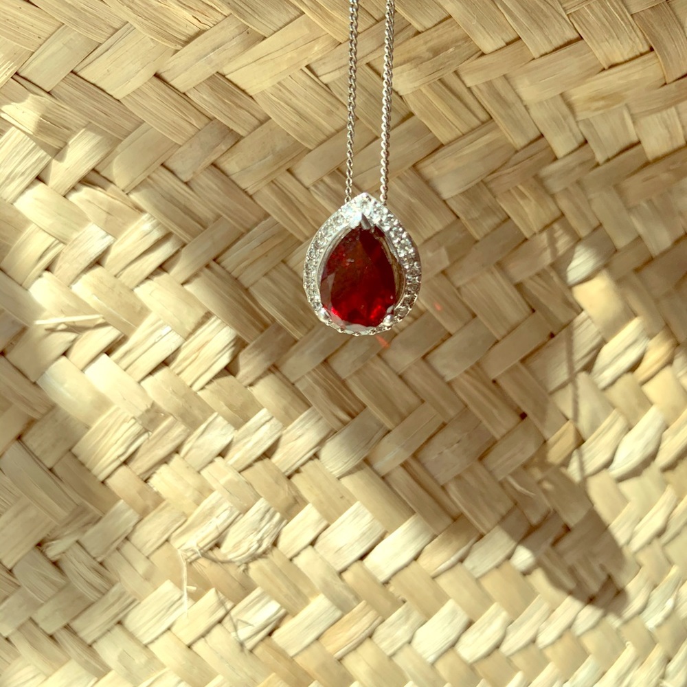 Garnet + Diamond Pendant